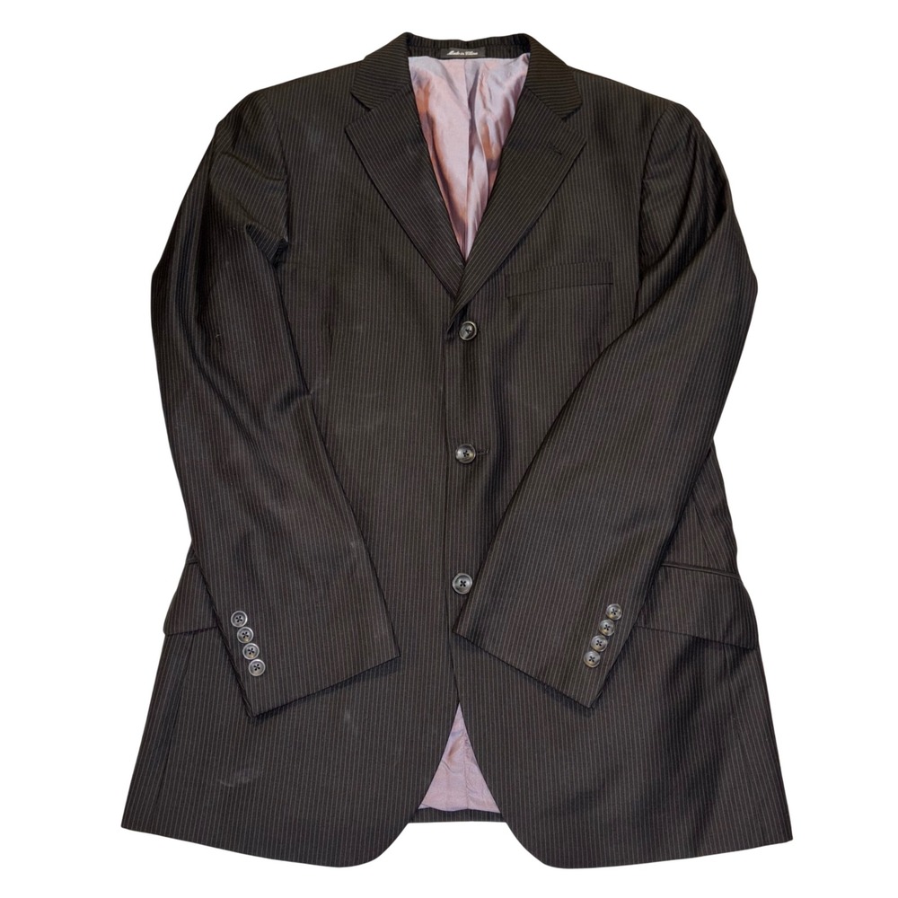 BILLY LONDON |‎ Men's 40R | Pinstripe Suit Jacket Blazer, Purple Accents, Unique